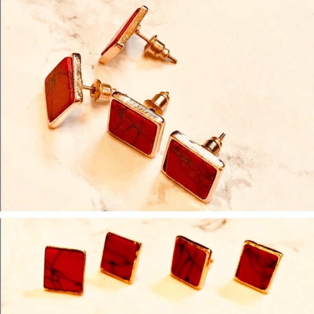 Red Marbled Studs - image 1